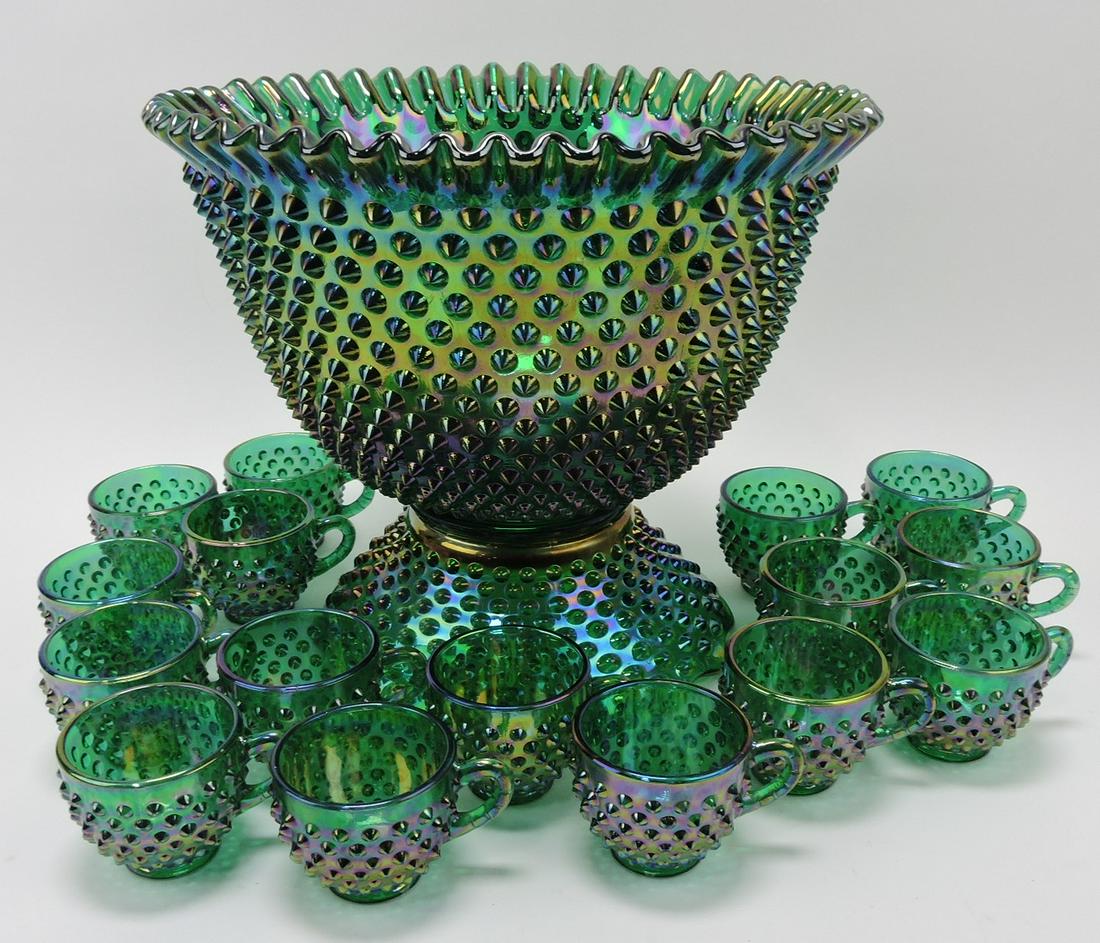 Fenton Green Hobnail Carnival Glass Two
