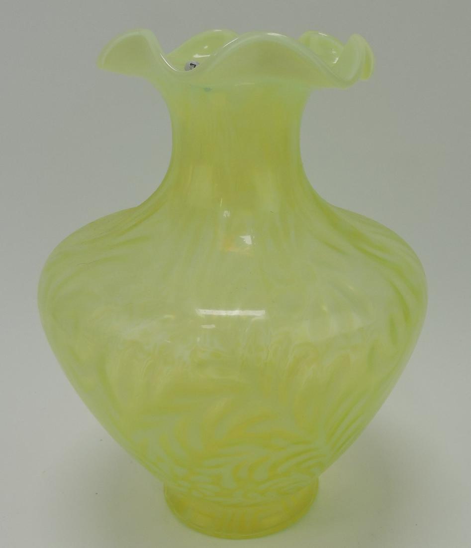 Fenton topaz daisy and fern 11" vase: .