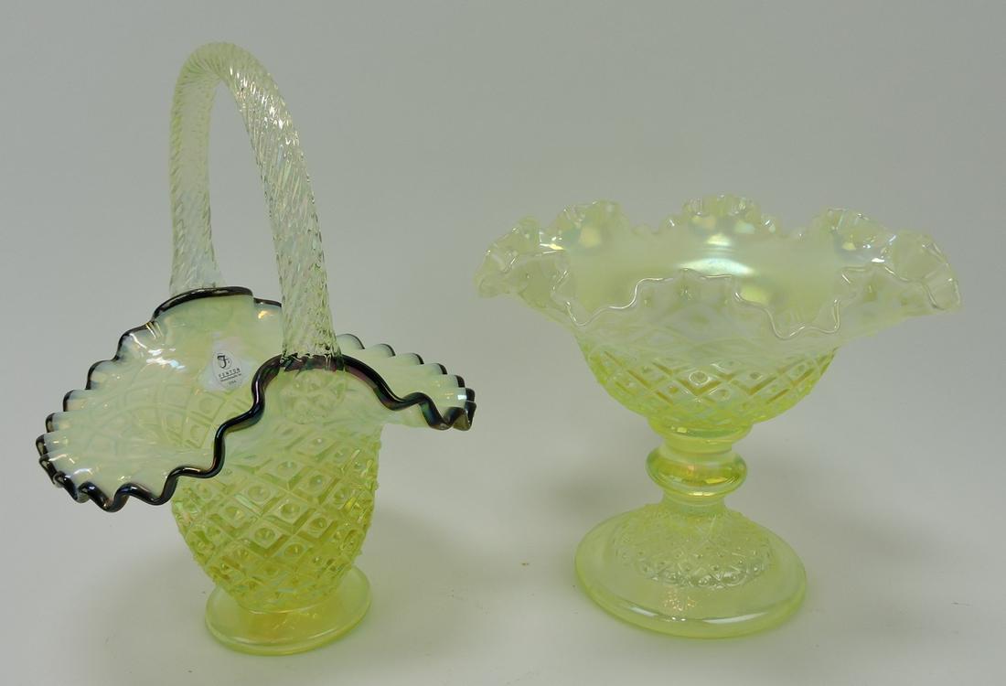 Fenton topaz English hobnail basket and (1 of 1)
