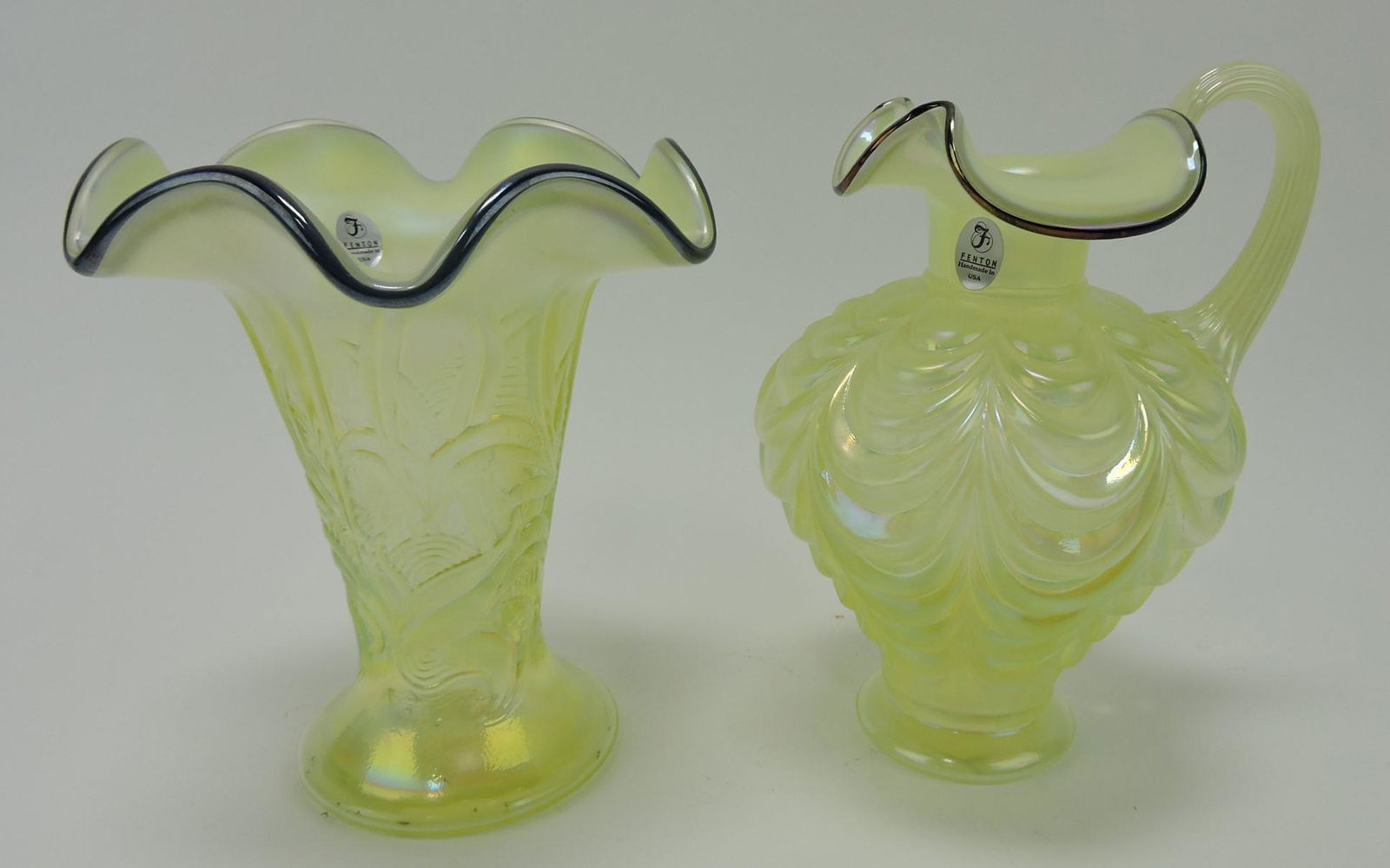 Fenton topaz vase and pitcher (1 of 1)