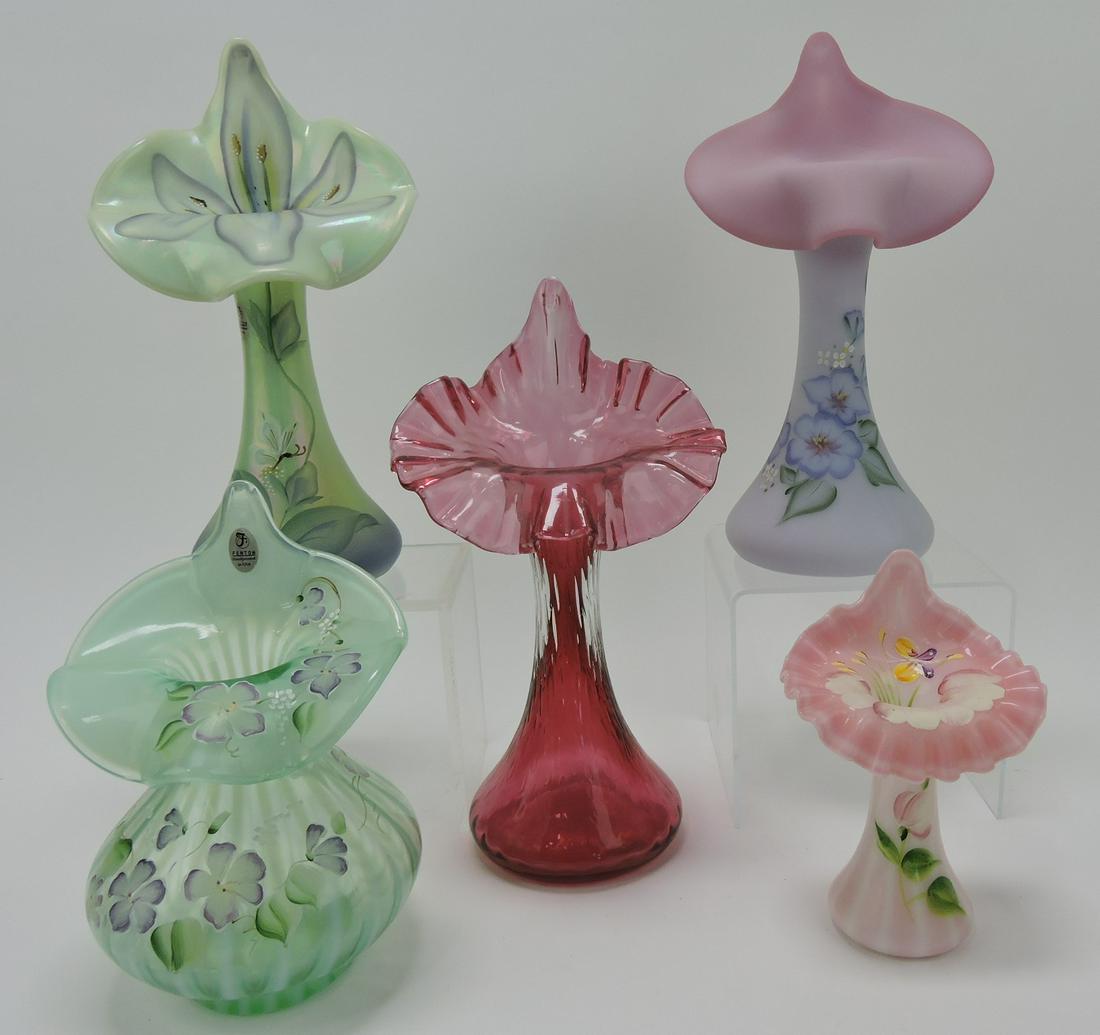 Fenton lot of 5 jack in the pulpit vases (1 of 1)