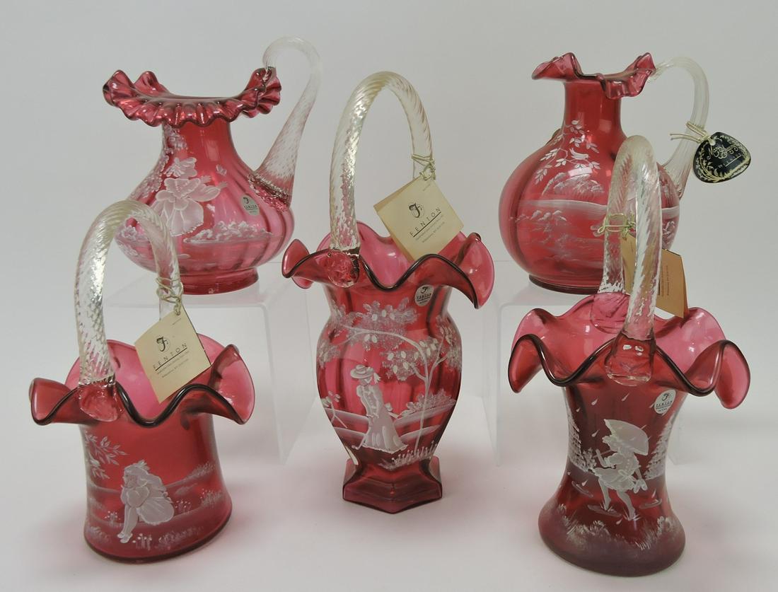 Fenton cranberry Mary Gregory lot of 3 (1 of 1)