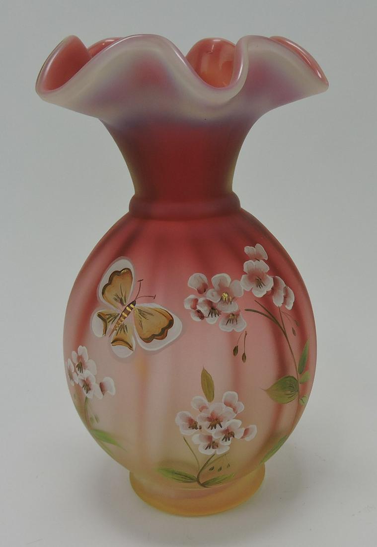 Fenton Amberina satin glass vase with (1 of 1)