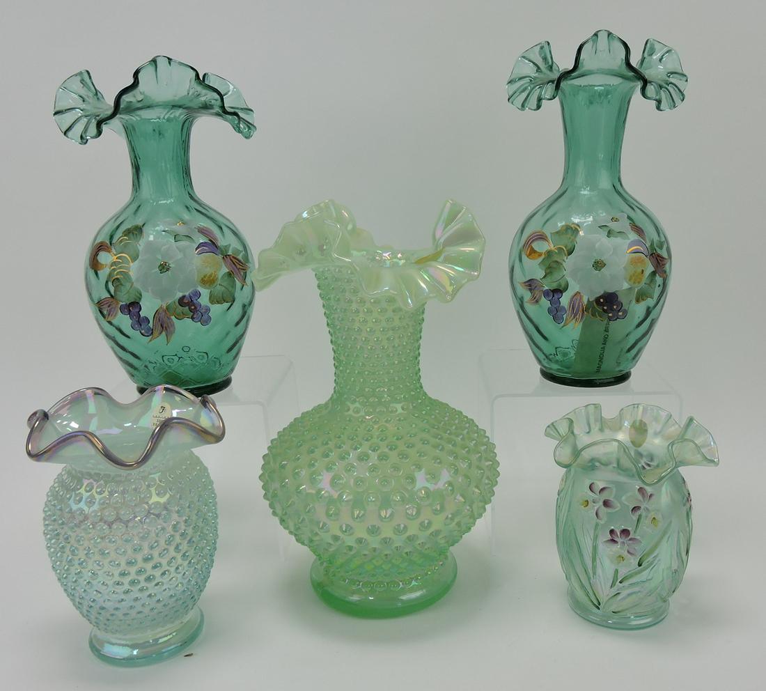Fenton lot of 5 vases, 5 to 10 1/2" (1 of 1)