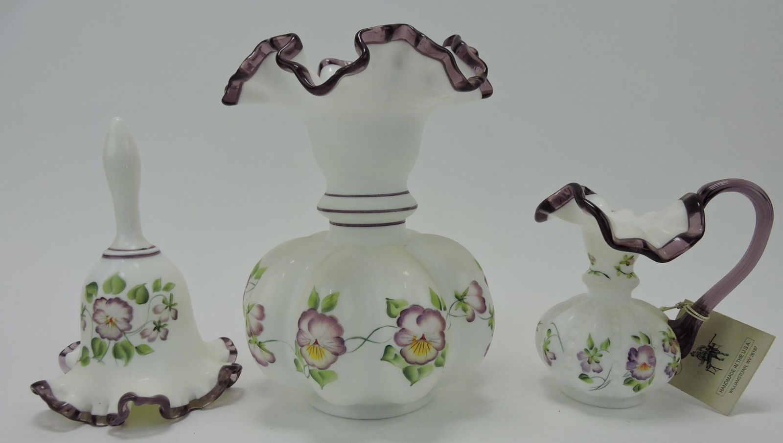 Fenton lot of 3 pcs - bell, vase, creamer (1 of 1)