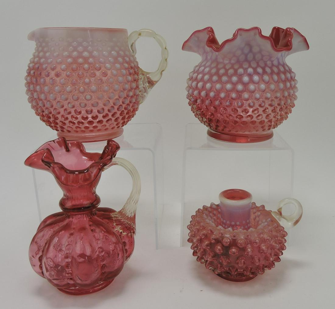 Fenton cranberry lot of 4 pcs: .