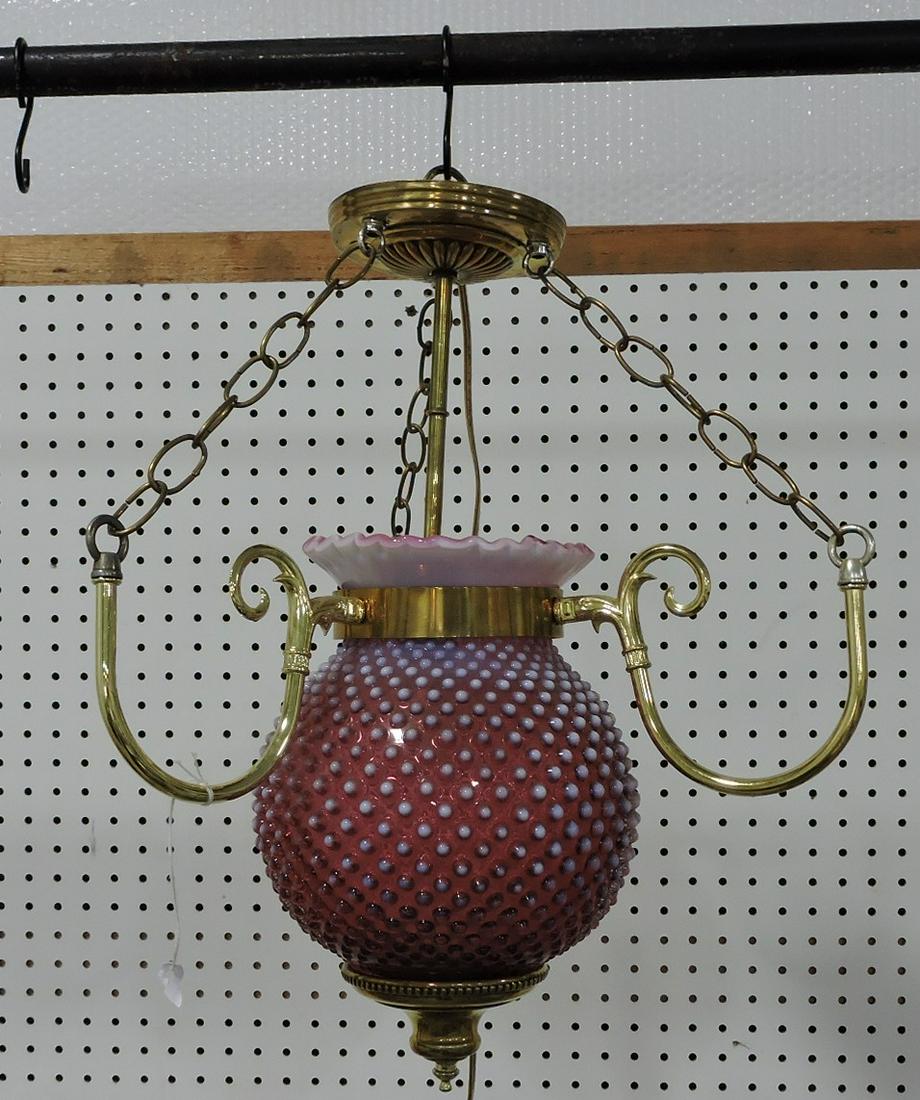 Fenton cranberry opalescent hobnail hanging (1 of 1)
