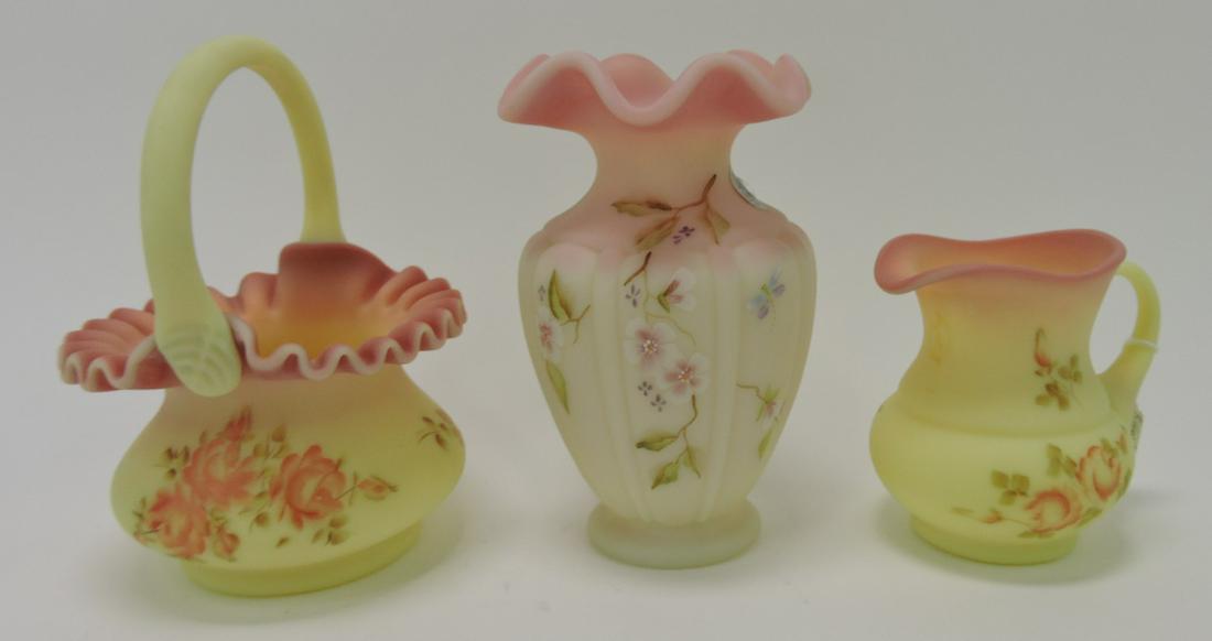 Fenton burmese lot of 3 pieces: .