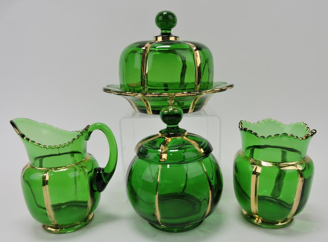 X-ray emerald green with gold 4 piece table (1 of 1)