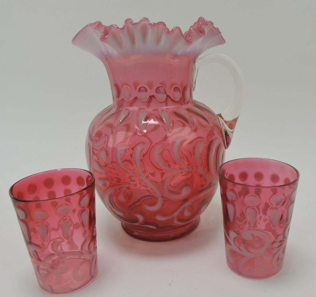 Buttons and braids cranberry opalescent (1 of 1)