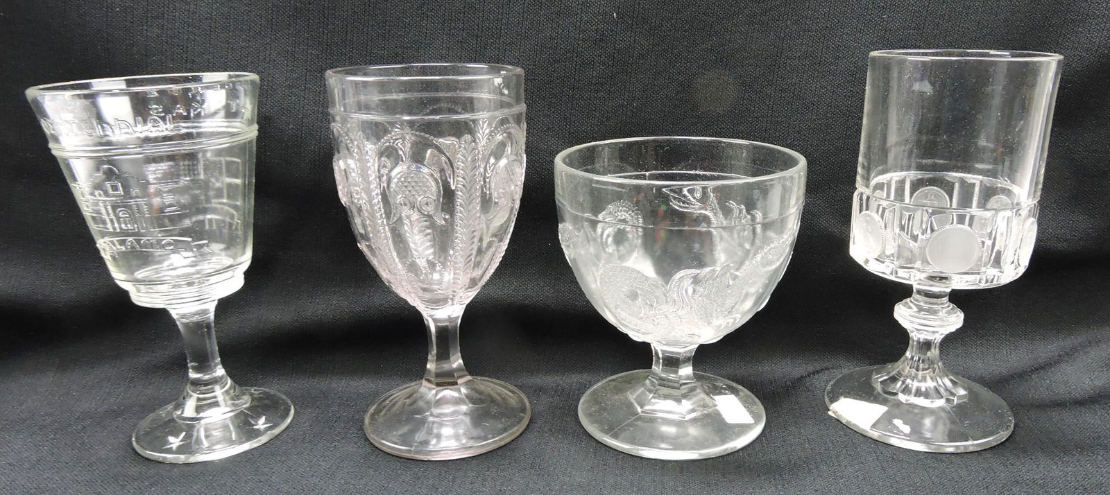 EAPG lot of 4 historical goblets - Texas (1 of 1)
