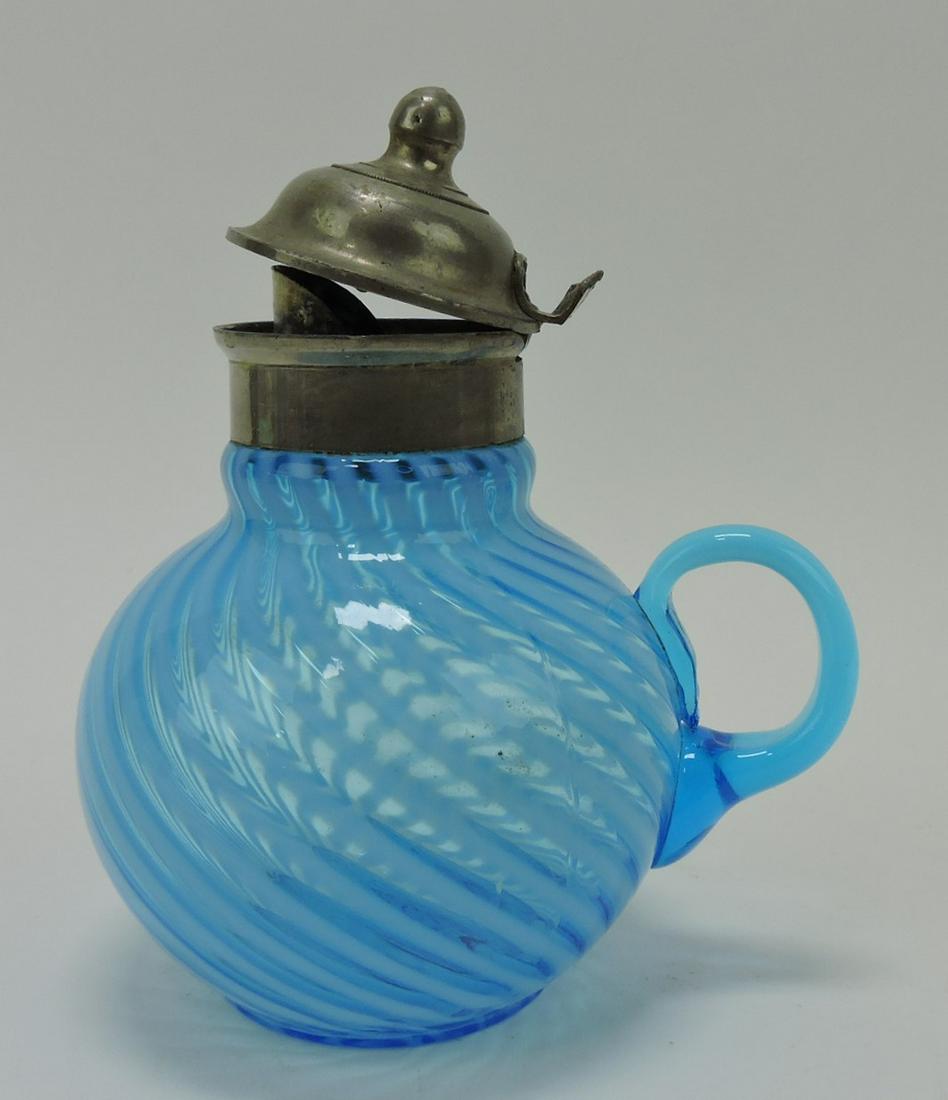 Hobbs opalescent blue swirl syrup pitcher (1 of 1)