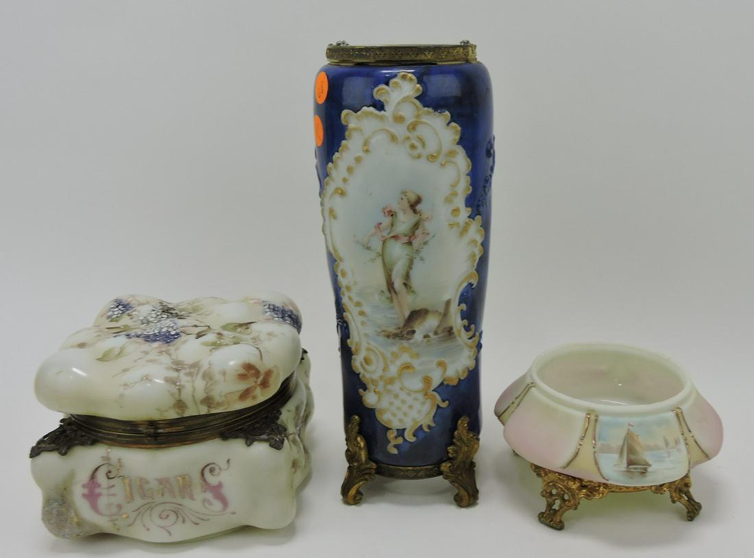 Wavecrest style cigar box, vase with lady, (1 of 1)