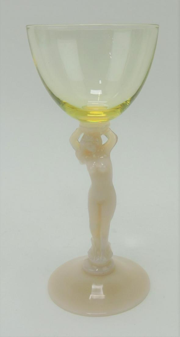 Cambridge Crown Tuscan nude stem goblet: .