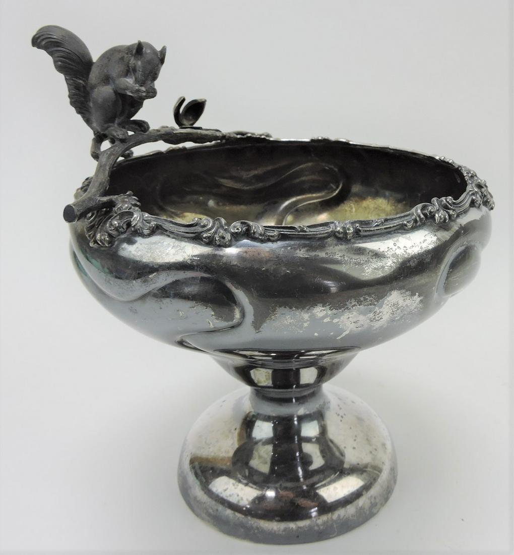 Victorian silverplate nut bowl with squirrel (1 of 2)