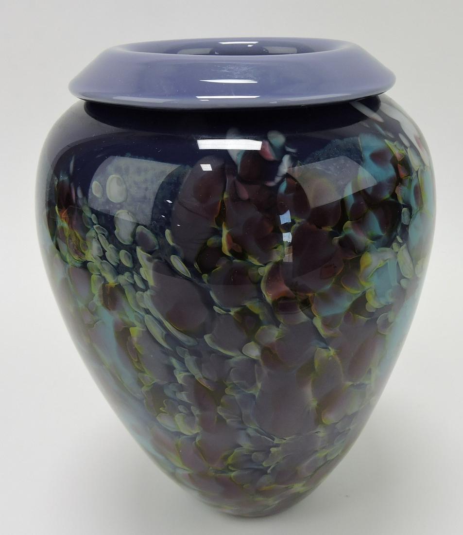 Studio art glass vase, 8 1/2" signed (1 of 2)
