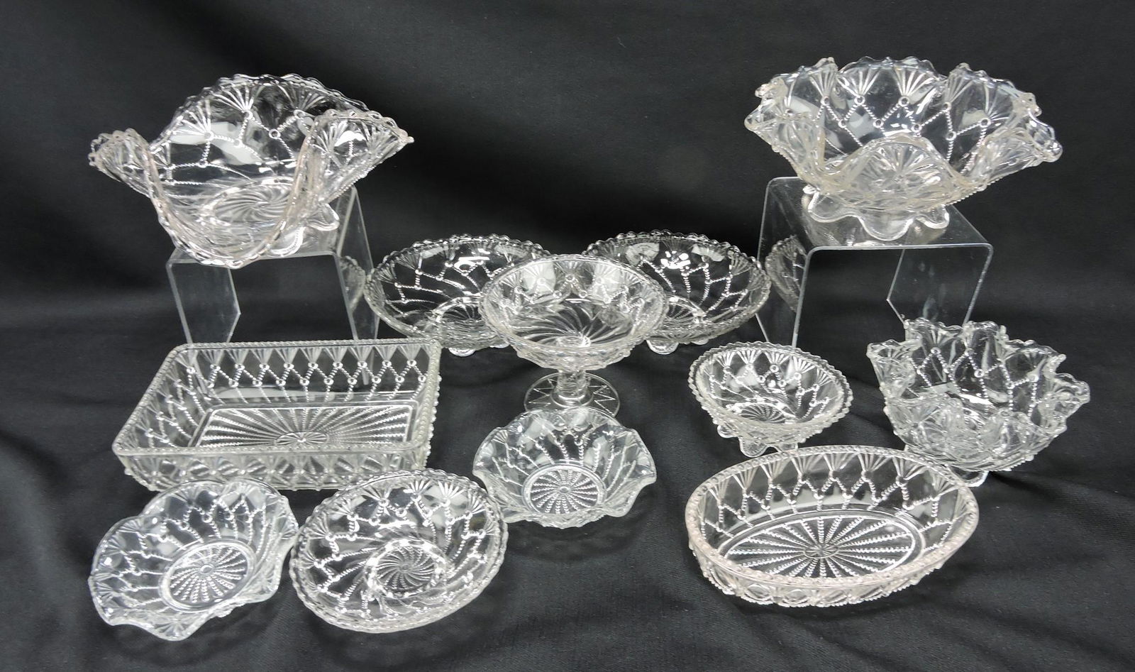 Greentown Cord Drapery clear EAPG  lot of (1 of 1)