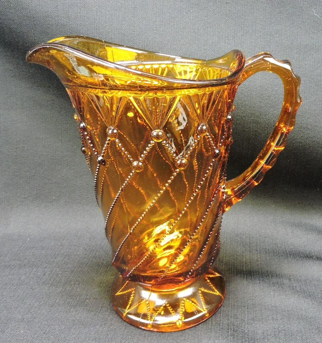 Greentown Cord Drapery amber EAPG water (1 of 1)