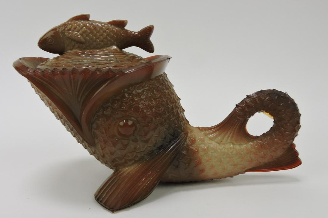 Greentown chocolate glass dolphin (1 of 1)