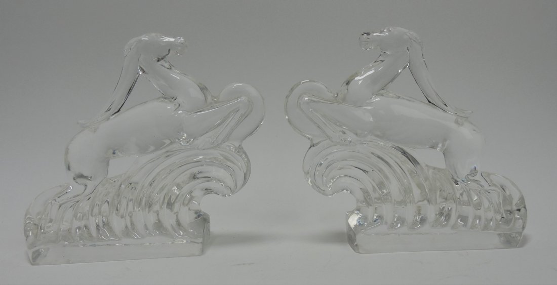 Steuben clear crystal pair of gazelle (1 of 1)