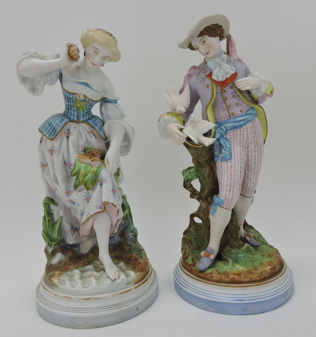 Bisque pair of figures of man & woman, (1 of 1)
