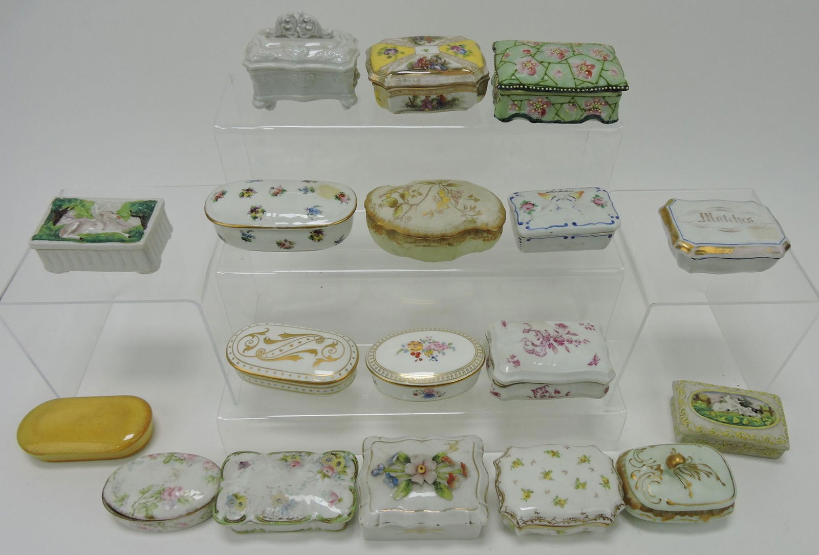 Porcelain matchbox lot of 18: Limoges, (1 of 1)