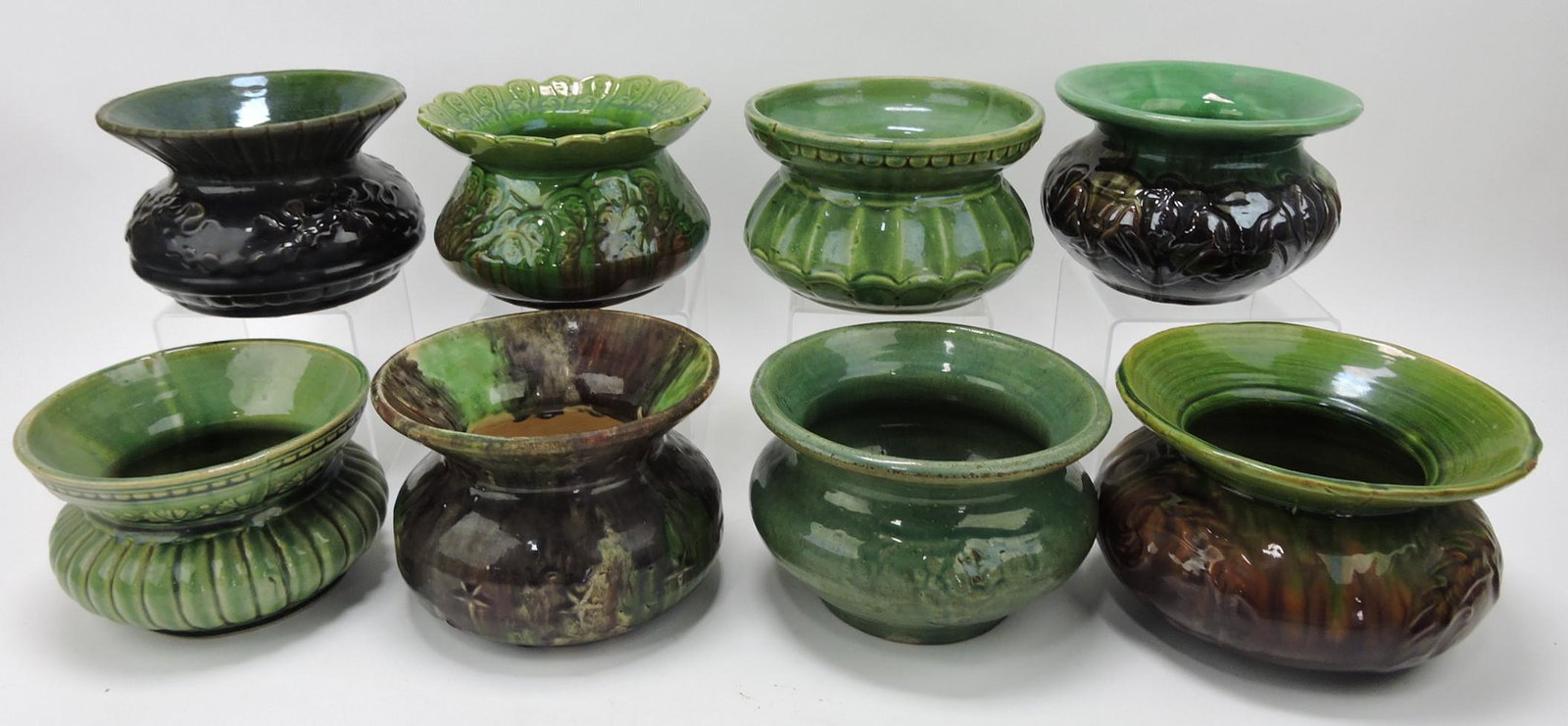 Pottery lot of 8 spittoons: .