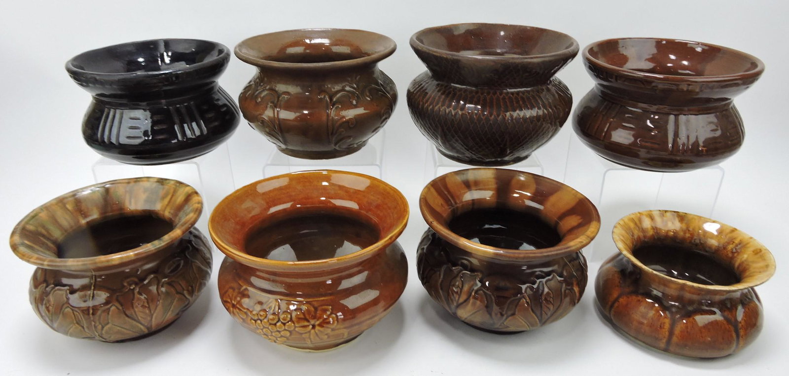 Pottery lot of 8 spittoons: .