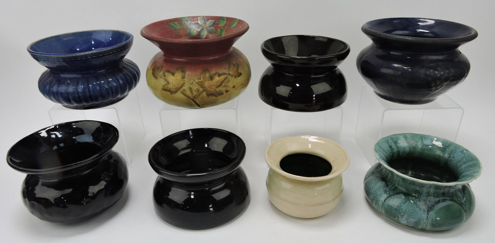 Pottery lot of 8 spittoons: .