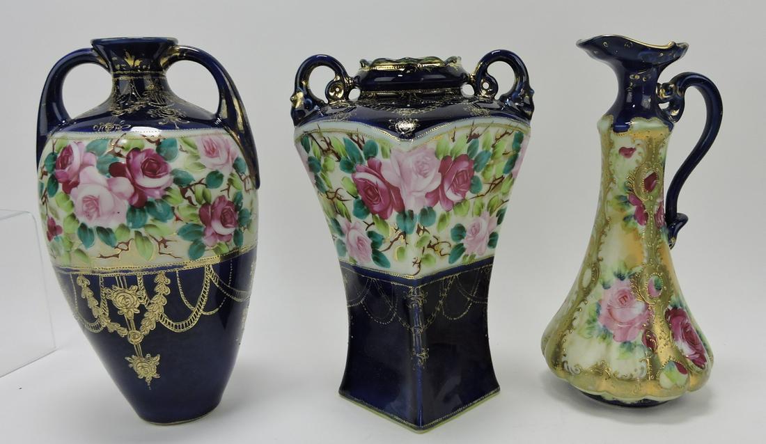 Nippon cobalt blue lot of two vases and (1 of 1)