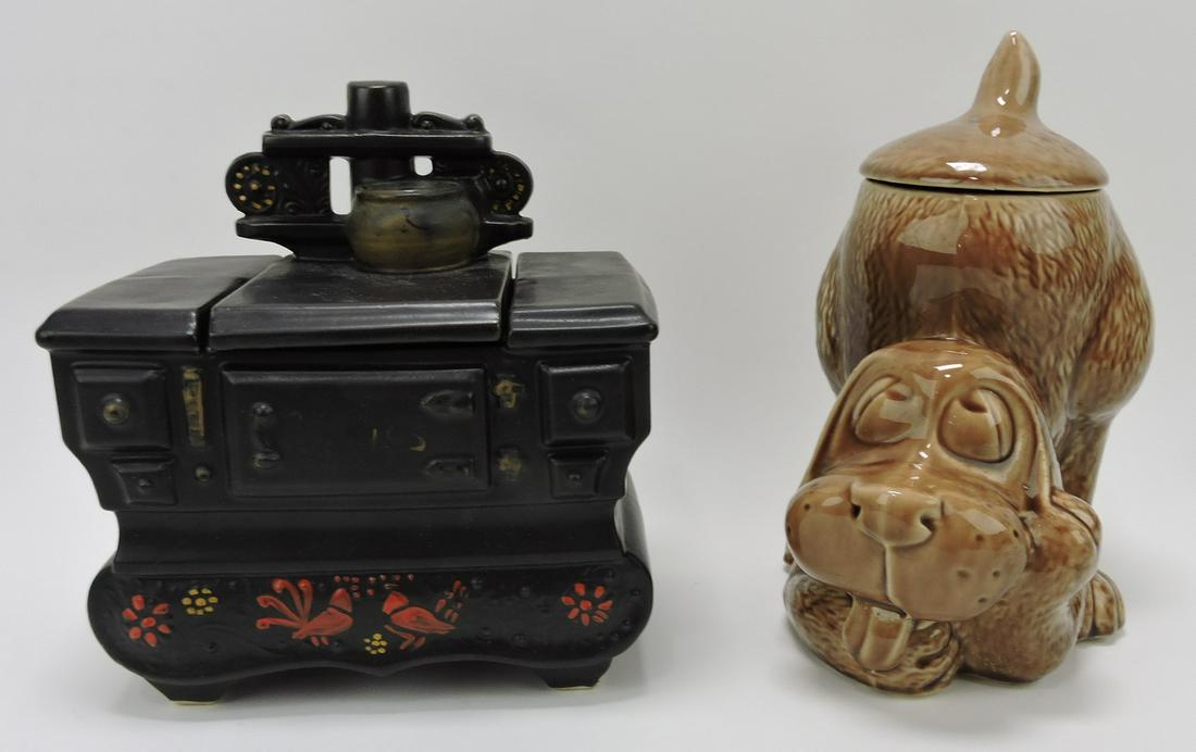 McCoy pottery cook stove and puppy (1 of 1)