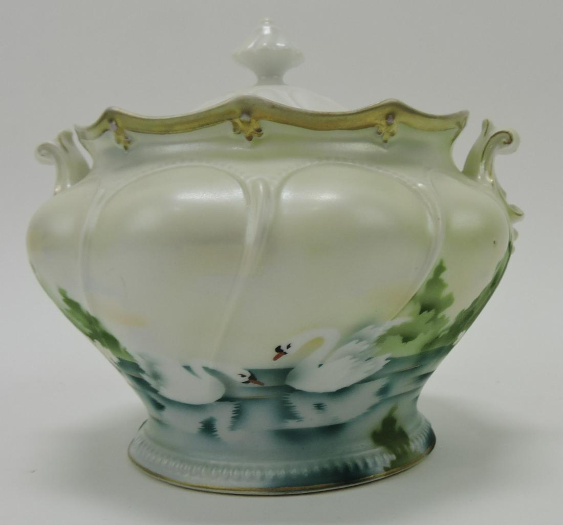R.S. Prussia swan cracker jar, satin (1 of 2)