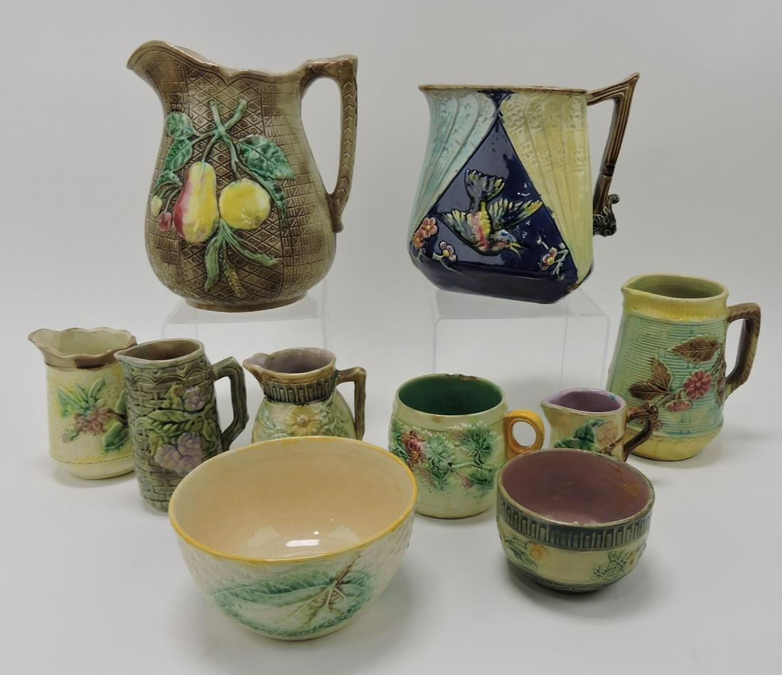 Majolica lot of 10 assorted pieces - (1 of 1)