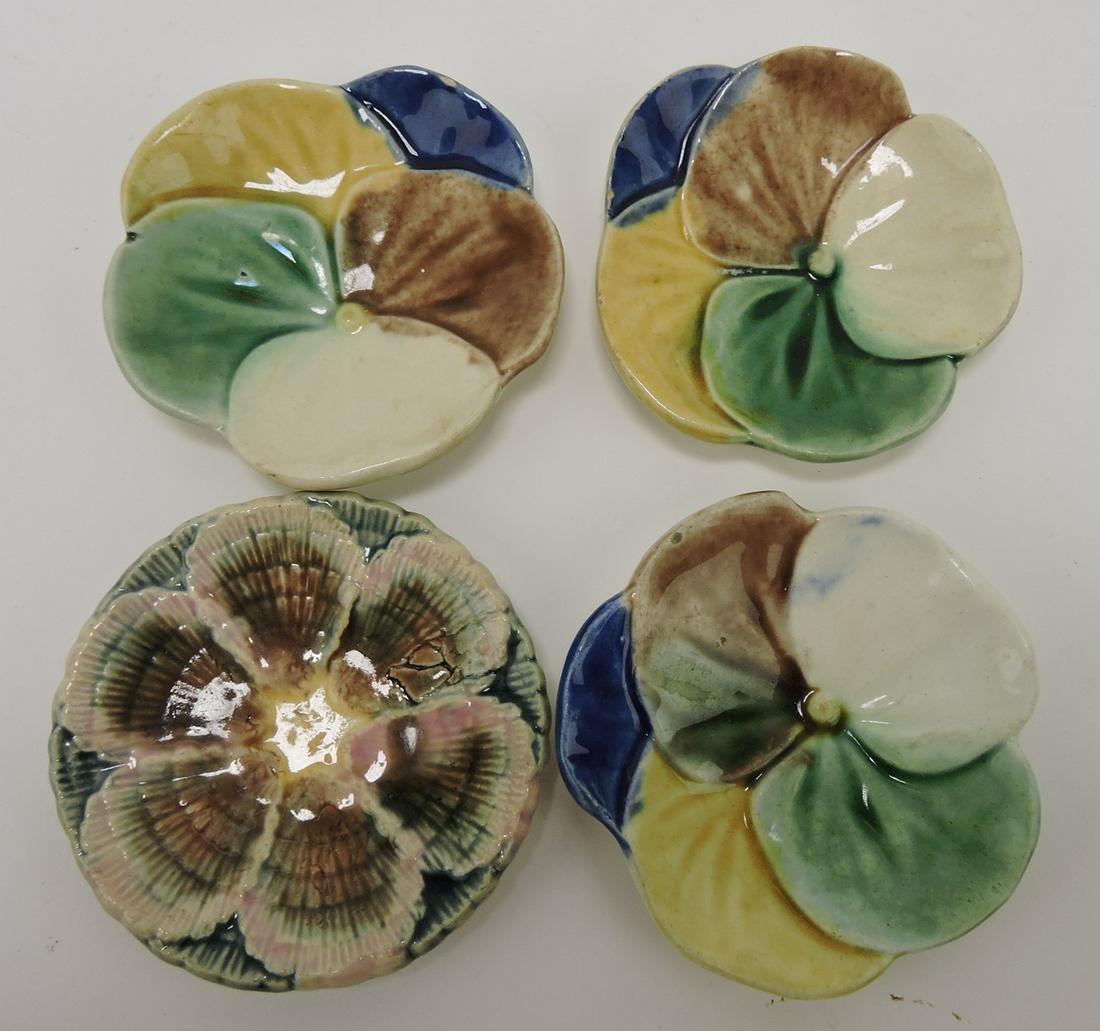 Etruscan majolica lot of 4 butter pats (1 of 1)