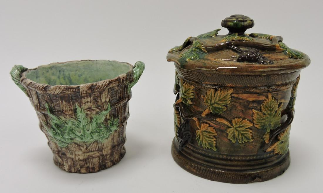 Majolica Palissy small flower pot and (1 of 1)
