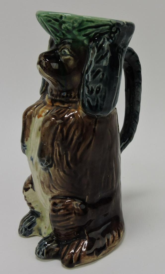 Majolica spaniel pitcher, 7" (1 of 1)