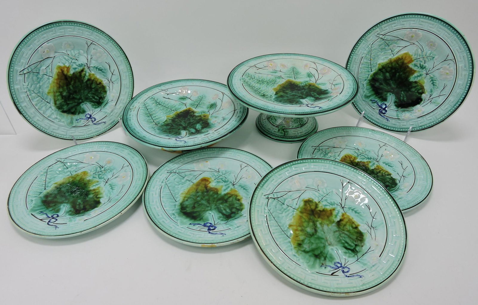 Majolica 8 piece dessert set with tall and (1 of 1)