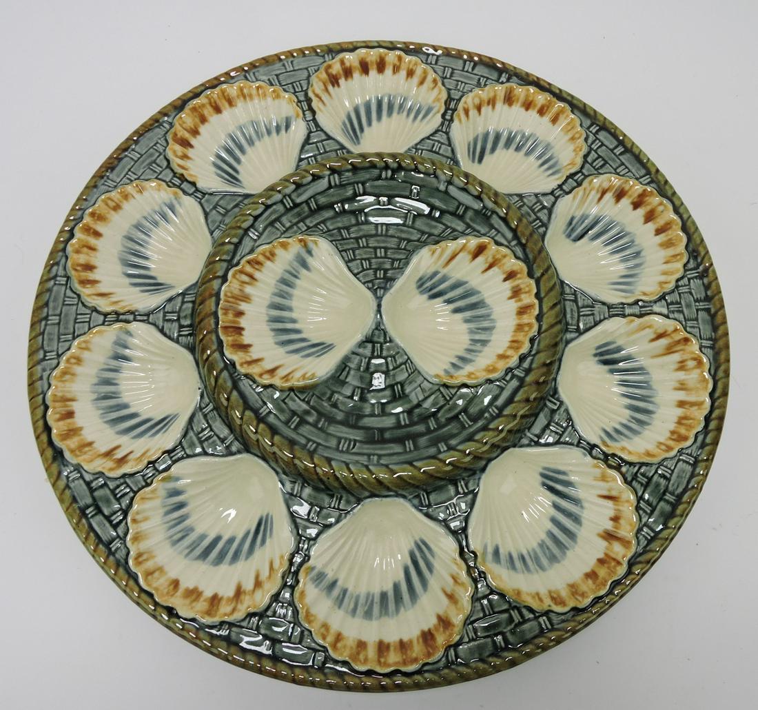 Longchamp majolica oyster platter, 13" (1 of 1)