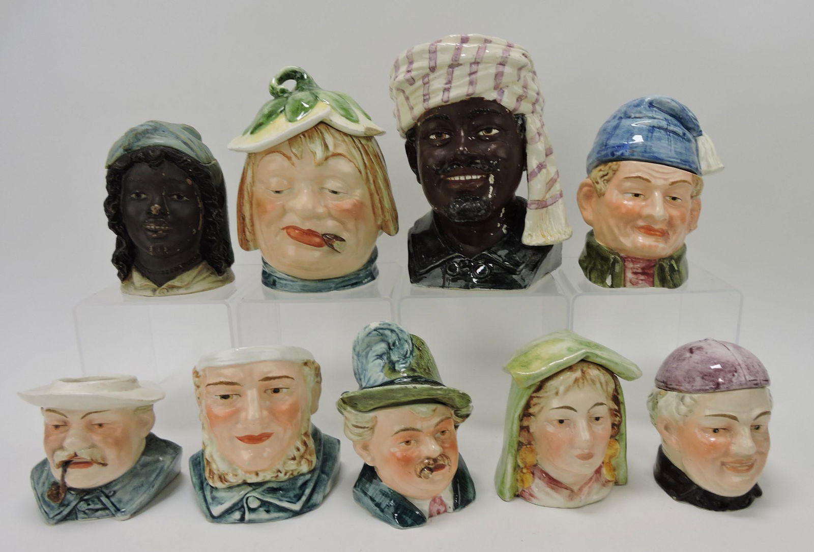 Majolica lot of 9 humidors, 3 with no lids (1 of 1)