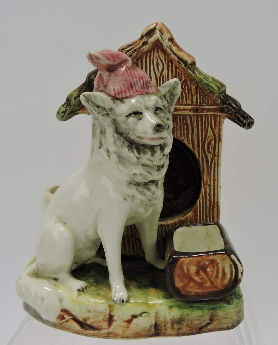 Majolica dog with doghouse match striker (1 of 1)