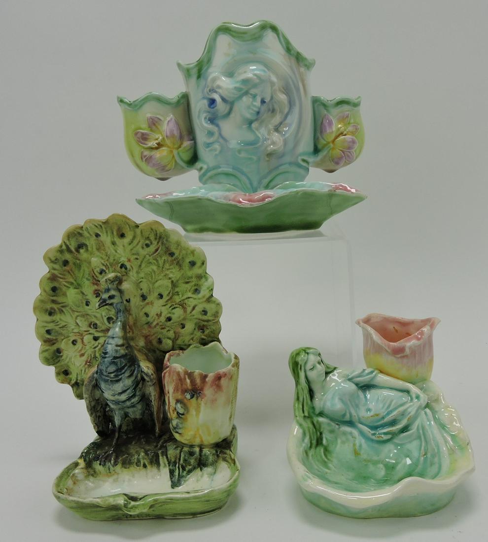 Majolica lot of 3 figural match strikers (1 of 1)