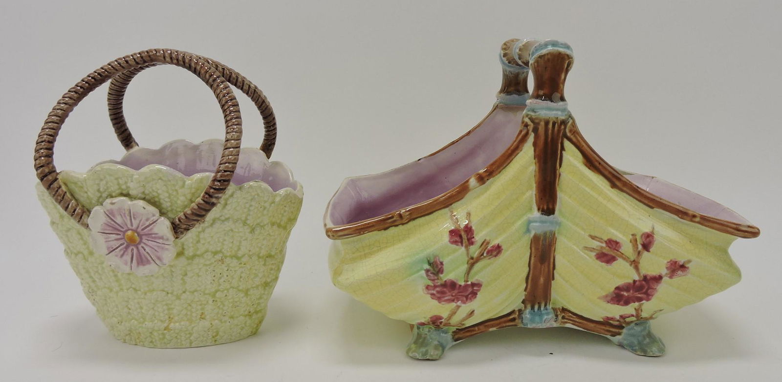 Majolica lot of 2 baskets, various condition (1 of 1)
