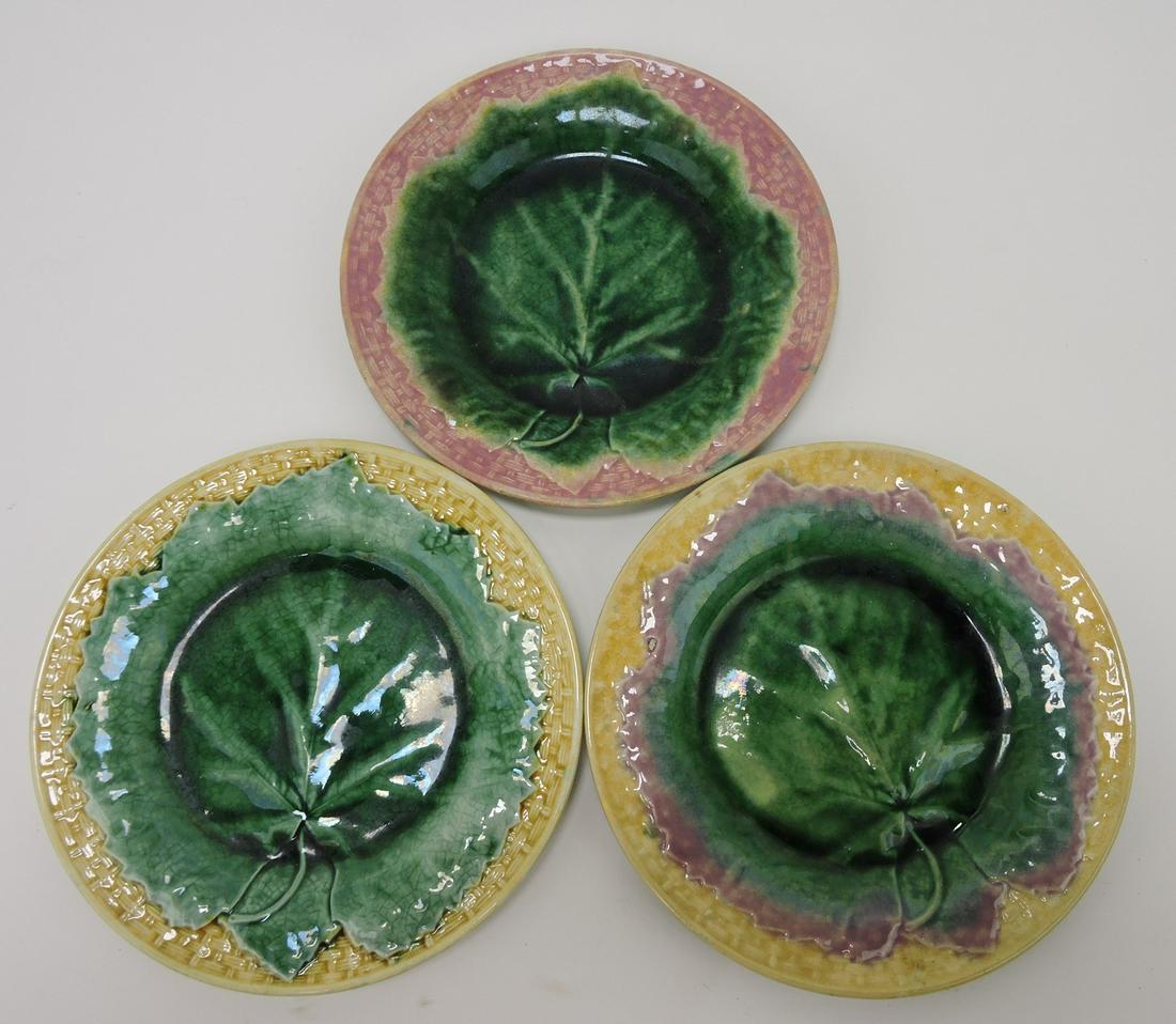 Etruscan majolica lot of 3 - 7 3/4" maple (1 of 1)