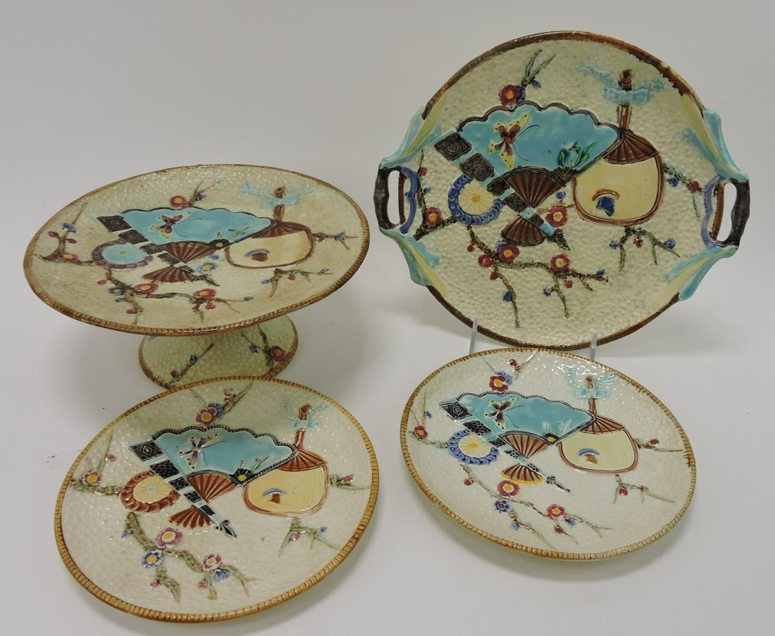 Fielding majolica fan and butterfly lot of (1 of 1)