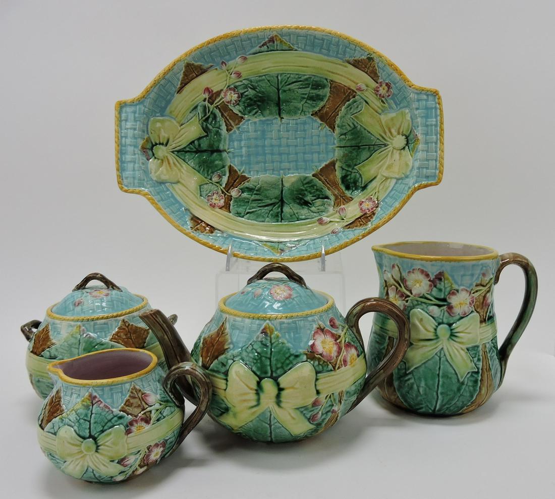 Fielding majolica 5 piece wicker, ribbon, (1 of 1)