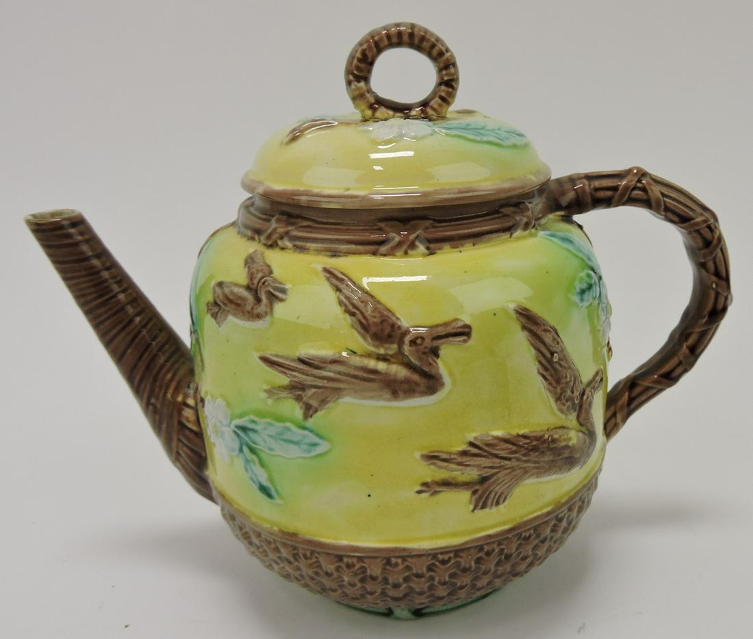 Majolica yellow flying crane and wicker (1 of 1)