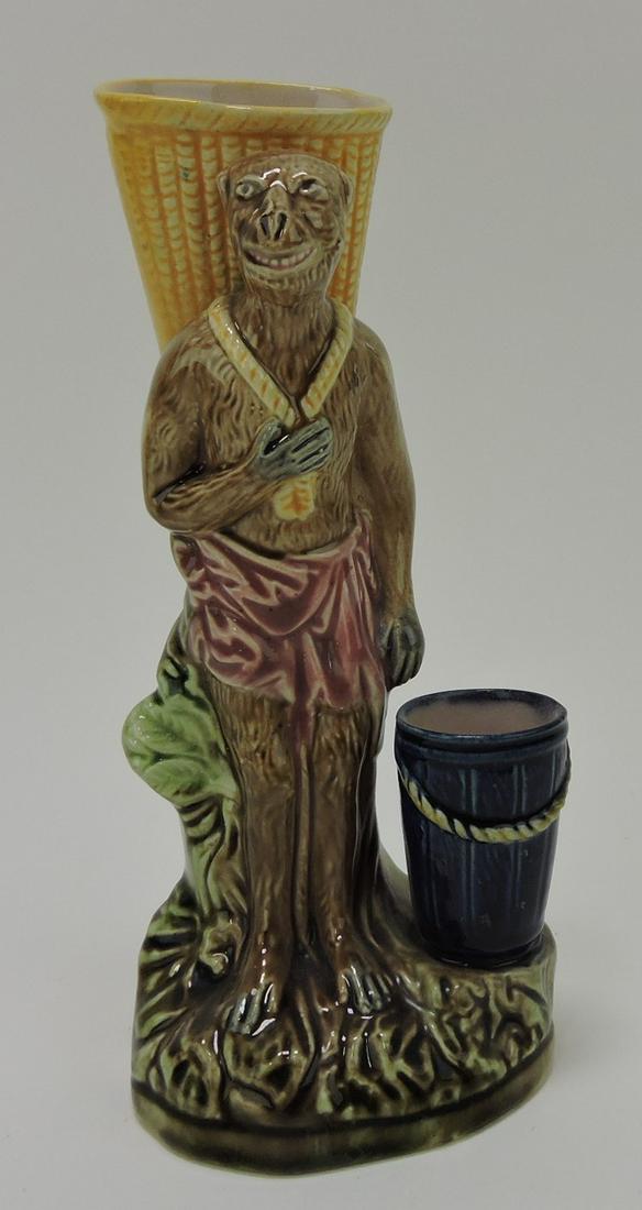 Majolica figural monkey vase, 8" (1 of 1)