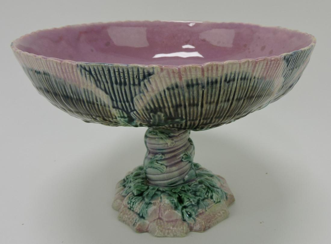 Etruscan shell and seaweed majolica: compote, 9 1/4"d, 6 1/4"h