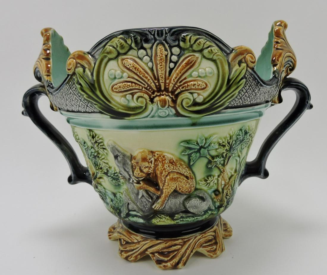 French majolica jardiniere with monkey (1 of 2)
