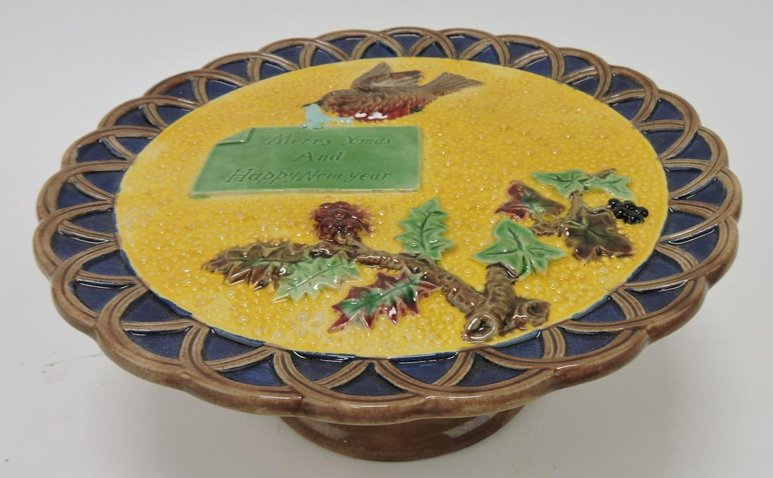 Eureka majolica cake stand with bird (1 of 2)